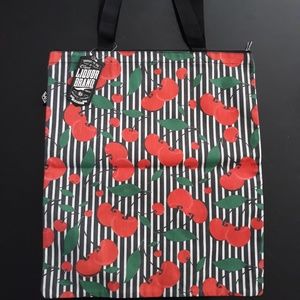 Liquor Brand Cherrys print zip canvas tote bag
